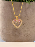 Cadena corazón moño rosa