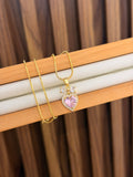 Cadena corazón rosa y moño