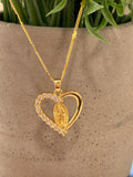 Cadena mitad corazón virgen