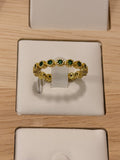 Anillo graduable esmeraldas puntos