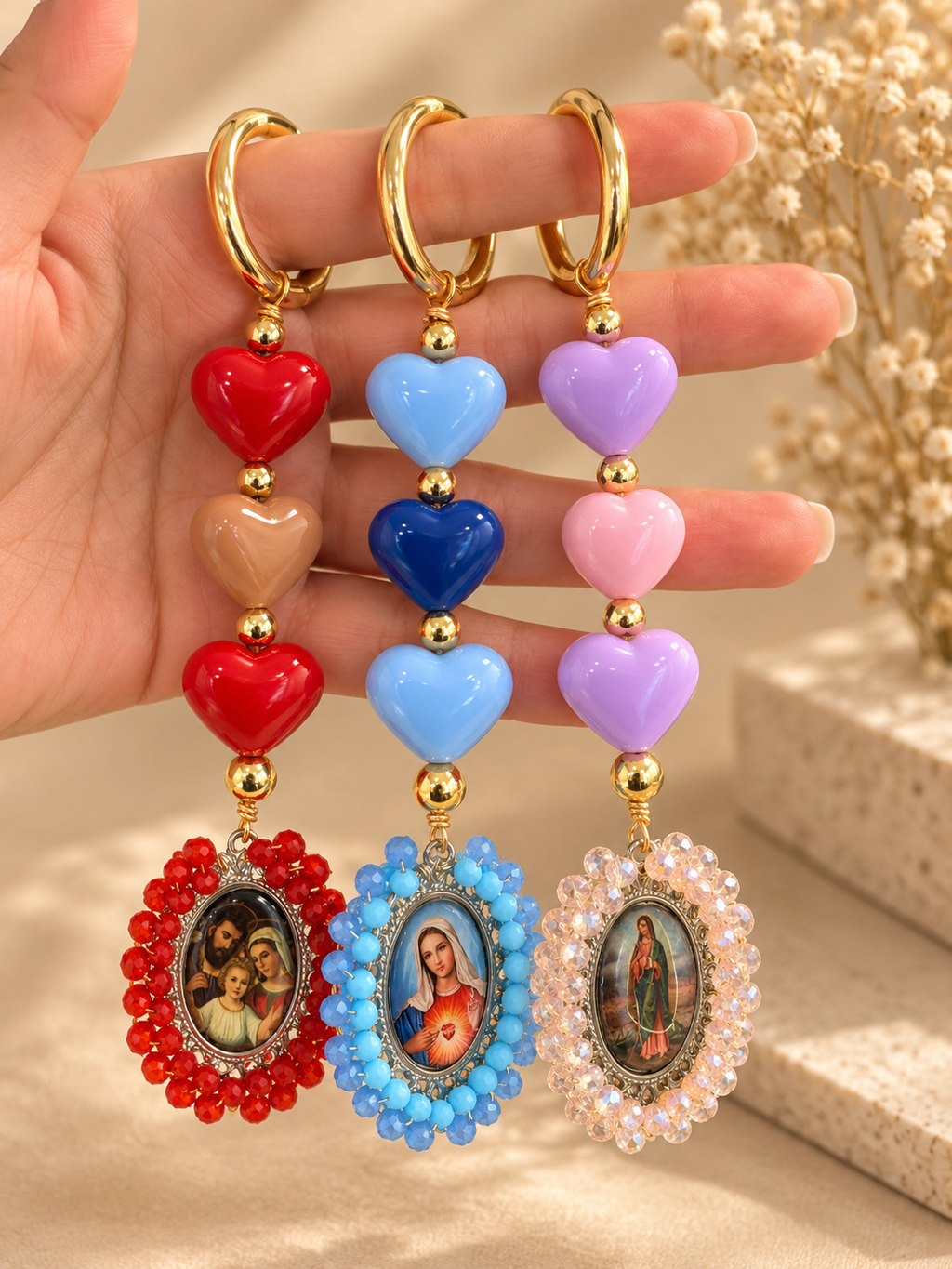 Llavero recamado Murano ( colores y dijes surtidos )