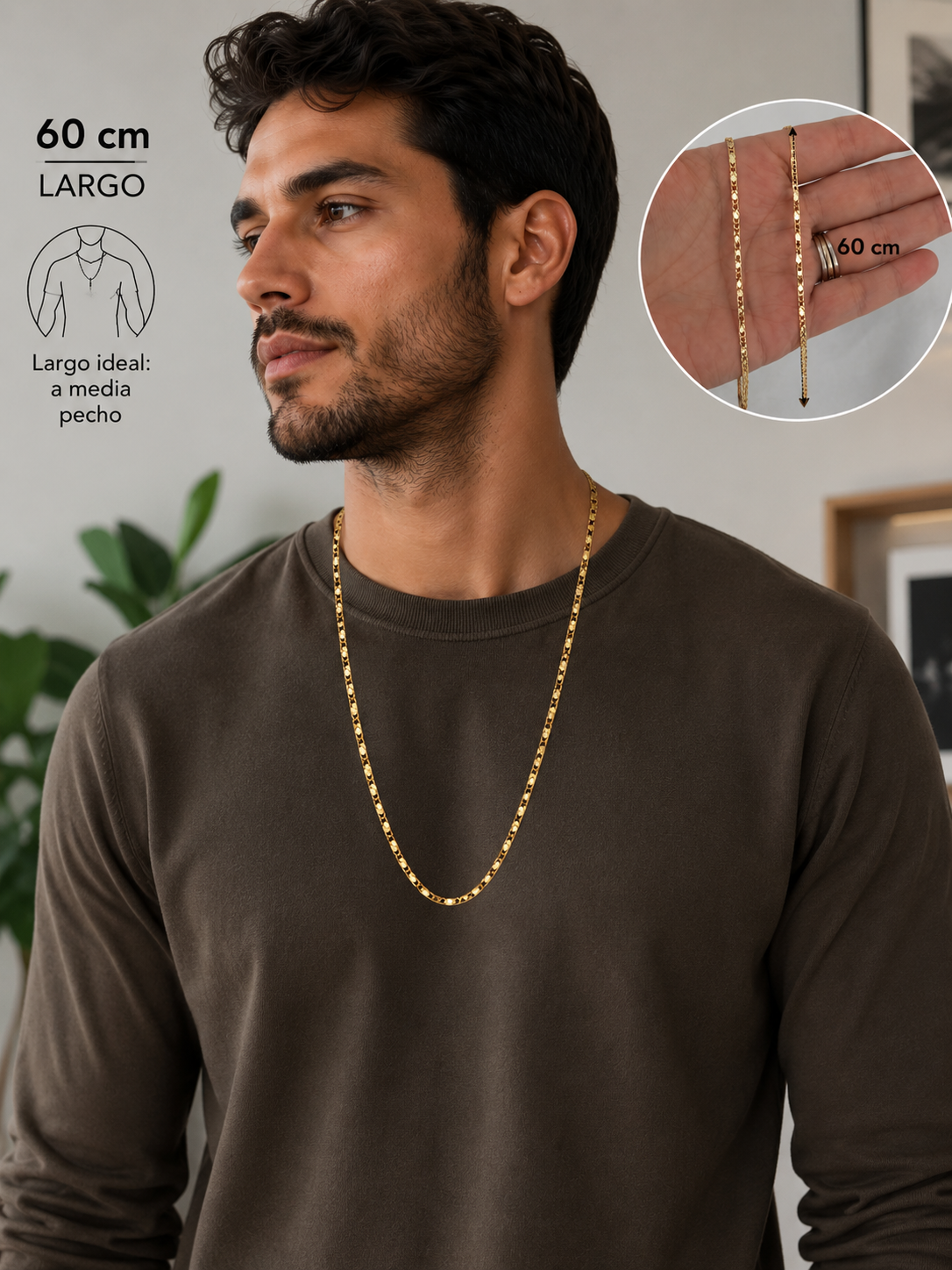Cadena hombre 60 cm plana