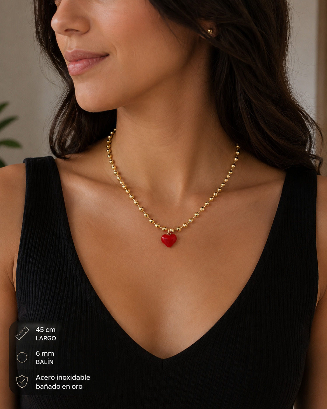 Cadena deluxe corazón balín