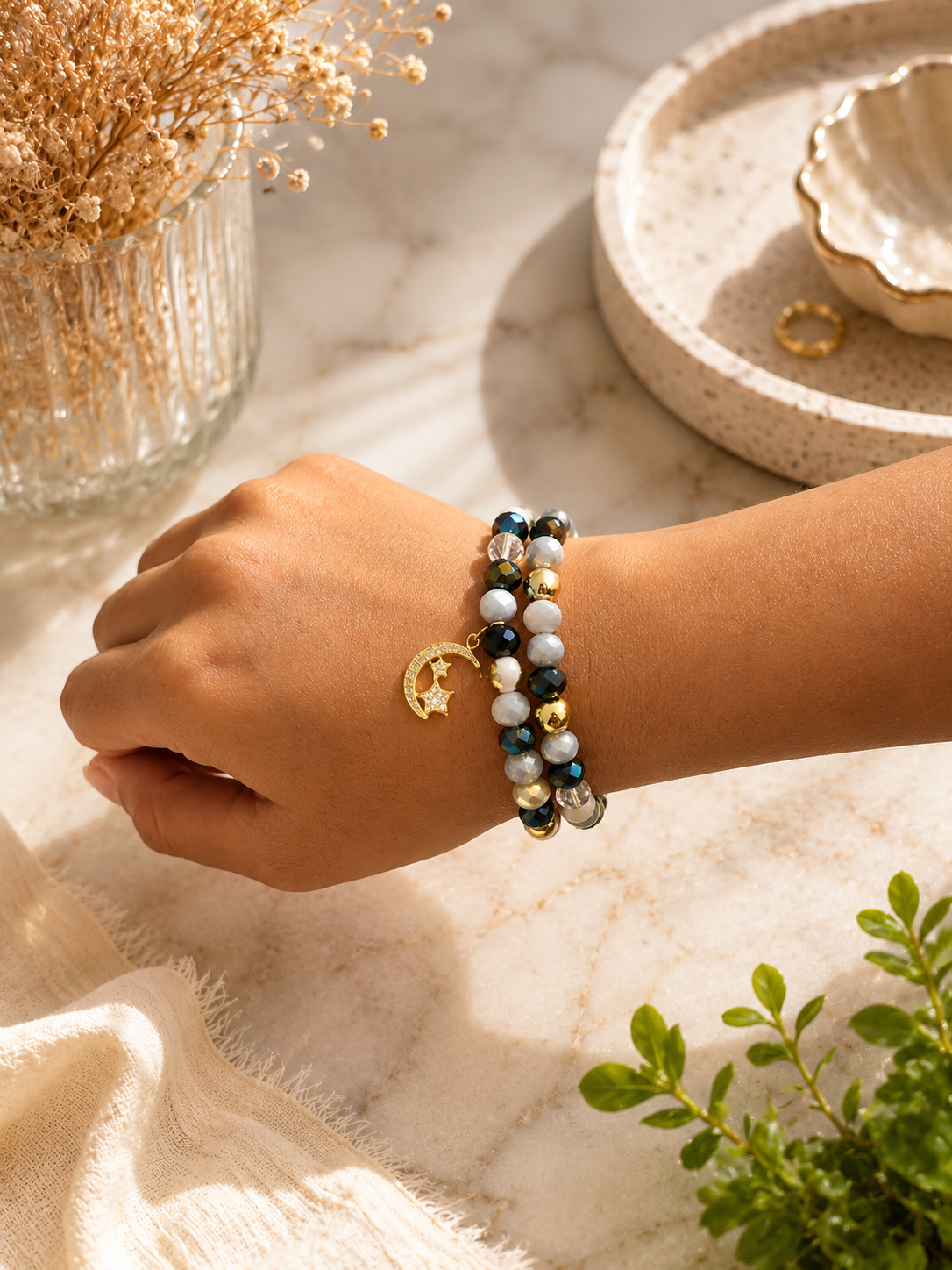 Pulsera doble murano ( dijes SURTIDOS)