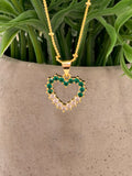 Cadena corazón mitad verde