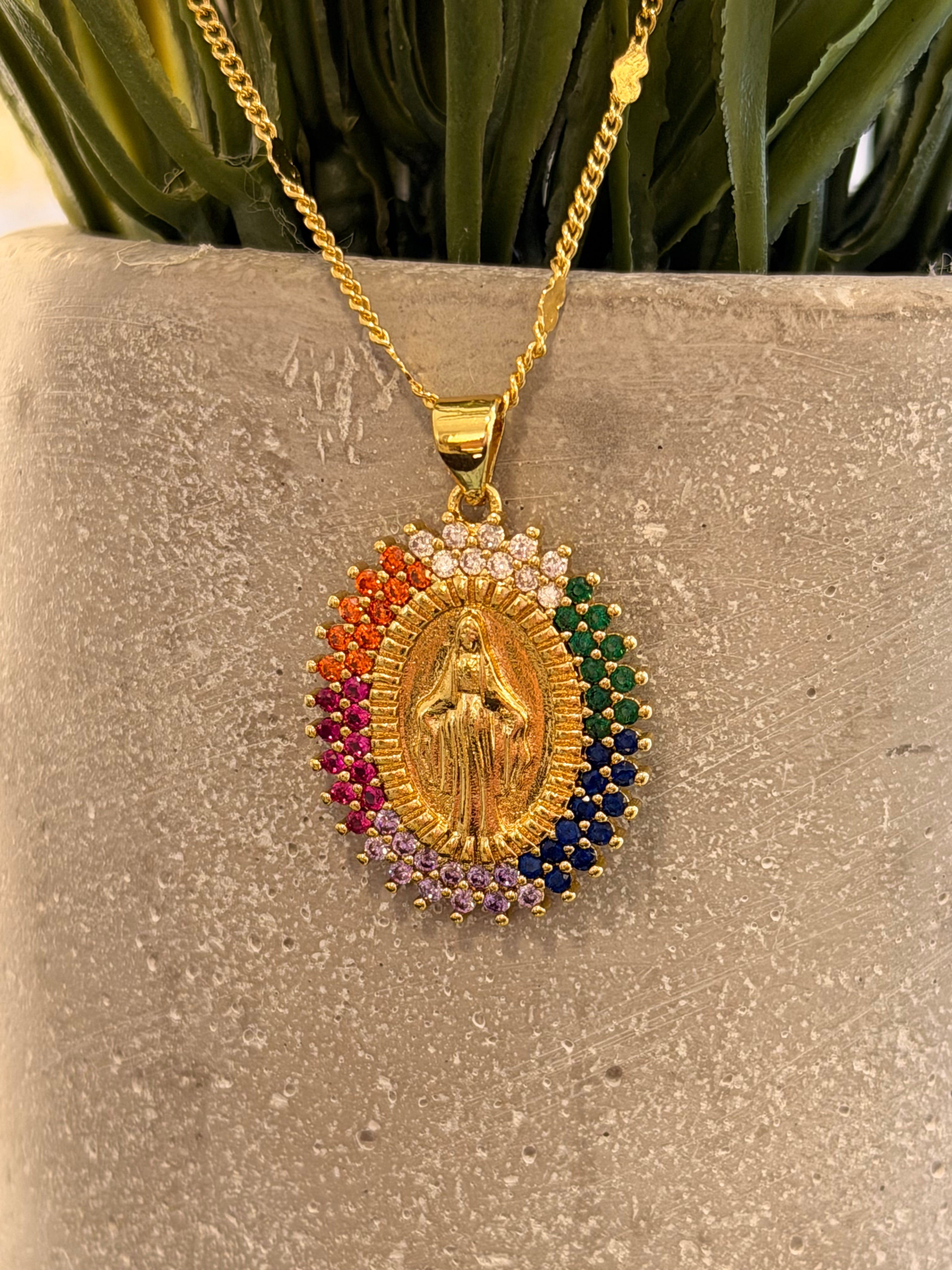 Cadena grande virgen doble color